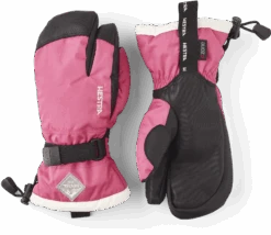 Hestra Gauntlet CZone Jr. 3-finger - Fuchsia & Ivory